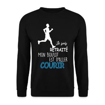 Courir retraite Cadeau Papy - Sweat-shirt Unisexe - noir - Devant - Alina (178cm) & Michal (187cm)