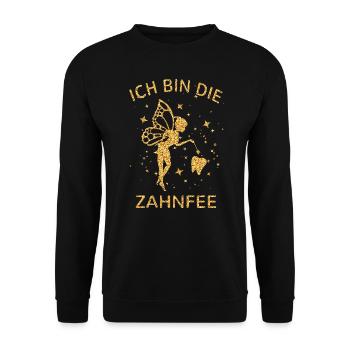 Zahnfee zaubern Zauberstab Zauberei Zauber Zahn - Unisex Pullover - Schwarz - Vorne - Alina (178cm) & Michal (187cm)
