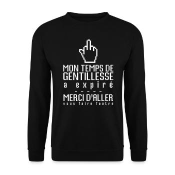 Temps de gentillesse expiré geek gamer jeux vidéos - Sweat-shirt Unisexe - noir - Devant - Alina (178cm) & Michal (187cm)