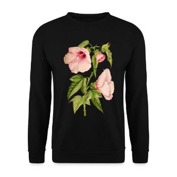 Hibiscus, botanical illustration in vintage style - Unisex Sweatshirt - black - Front - Alina (178cm) & Michal (187cm)
