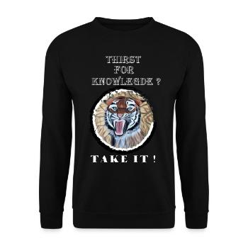 Hungry Tiger Educational Quotes - Unisex Sweatshirt - black - Front - Alina (178cm) & Michal (187cm)