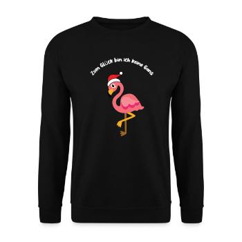Eine rosa Gans und keine Weihnachtsgans - Unisex Pullover - Schwarz - Vorne - Alina (178cm) & Michal (187cm)