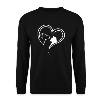 Tier Liebe Hund Katze Herz Geschenk - Unisex Pullover - Schwarz - Vorne - Alina (178cm) & Michal (187cm)