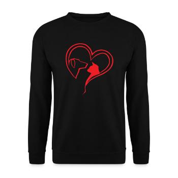 Tier Liebe Hund Katze Herz Geschenk - Unisex Pullover - Schwarz - Vorne - Alina (178cm) & Michal (187cm)
