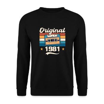 Geboren Geschenk Original 1981 Geschenkidee 1981 - Unisex Pullover - Schwarz - Vorne - Alina (178cm) & Michal (187cm)