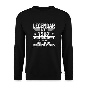 Legendär seit 1987 Limitierte Auflage 1987 - Unisex Pullover - Schwarz - Vorne - Alina (178cm) & Michal (187cm)