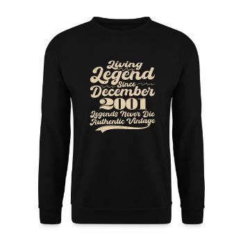 Es war einmal eine Legende. Dezember 2001 Geburts - Unisex Pullover - Schwarz - Vorne - Alina (178cm) & Michal (187cm)