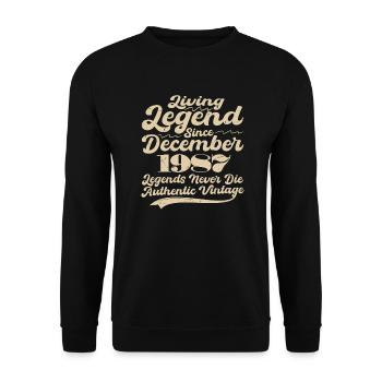 Once upon a time there was a legend. December 1987 Birth - Unisex Sweatshirt - black - Front - Alina (178cm) & Michal (187cm)