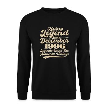 Es war einmal eine Legende. Dezember 1996 Geburts - Unisex Pullover - Schwarz - Vorne - Alina (178cm) & Michal (187cm)