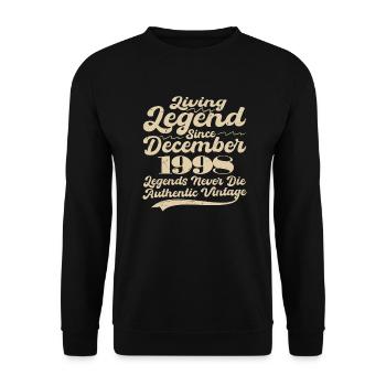 Once upon a time there was a legend. December 1998 Birth - Unisex Sweatshirt - black - Front - Alina (178cm) & Michal (187cm)