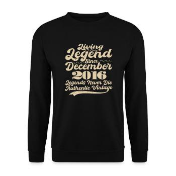 Es war einmal eine Legende. Dezember 2016 Geburts - Unisex Pullover - Schwarz - Vorne - Alina (178cm) & Michal (187cm)