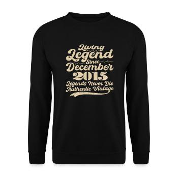 Es war einmal eine Legende. Dezember 2015 Geburts - Unisex Pullover - Schwarz - Vorne - Alina (178cm) & Michal (187cm)