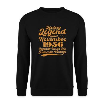 Once upon a time there was a legend. November 1956 Birth - Unisex Sweatshirt - black - Front - Alina (178cm) & Michal (187cm)