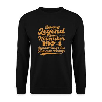 Il était une fois une légende. Novembre 1974 Naissance - Sweat-shirt Unisexe - noir - Devant - Alina (178cm) & Michal (187cm)
