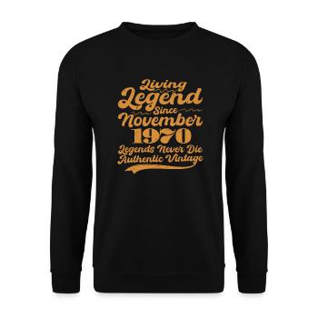 Il était une fois une légende. Novembre 1970 Naissance - Sweat-shirt Unisexe - noir - Devant - Alina (178cm) & Michal (187cm)