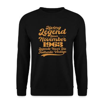 Once upon a time there was a legend. November 1963 Birth - Unisex Sweatshirt - black - Front - Alina (178cm) & Michal (187cm)