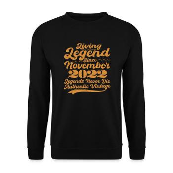 Es war einmal eine Legende. November 2022 Geburts - Unisex Pullover - Schwarz - Vorne - Alina (178cm) & Michal (187cm)