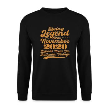 Es war einmal eine Legende. November 2020 Geburts - Unisex Pullover - Schwarz - Vorne - Alina (178cm) & Michal (187cm)