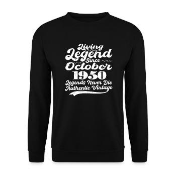 Es war einmal eine Legende. oktober 1950 Geburts - Unisex Pullover - Schwarz - Vorne - Alina (178cm) & Michal (187cm)