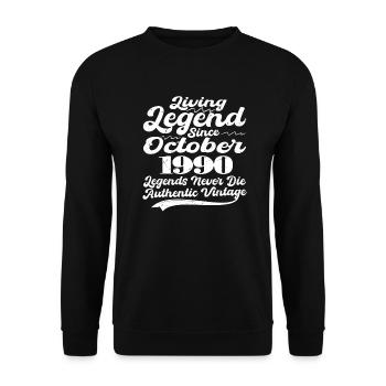 Once upon a time there was a legend. October 1990 Birth - Unisex Sweatshirt - black - Front - Alina (178cm) & Michal (187cm)