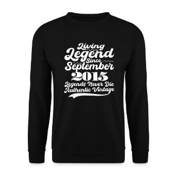 Es war einmal eine Legende. September 2015 Geburts - Unisex Pullover - Schwarz - Vorne - Alina (178cm) & Michal (187cm)