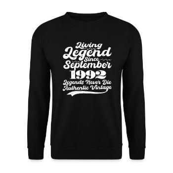Il était une fois une légende. Septembre 1992 Naissance - Sweat-shirt Unisexe - noir - Devant - Alina (178cm) & Michal (187cm)