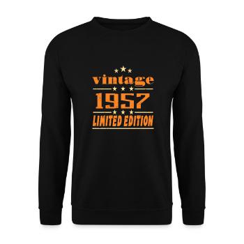 1957 Vintage Retro Geburtstag Bday Geschenk 1957 - Unisex Pullover - Schwarz - Vorne - Alina (178cm) & Michal (187cm)