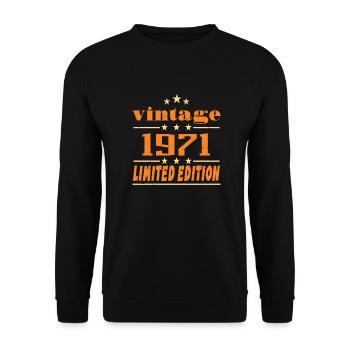 1971 Vintage Retro Geburtstag Bday Geschenk 1971 - Unisex Pullover - Schwarz - Vorne - Alina (178cm) & Michal (187cm)