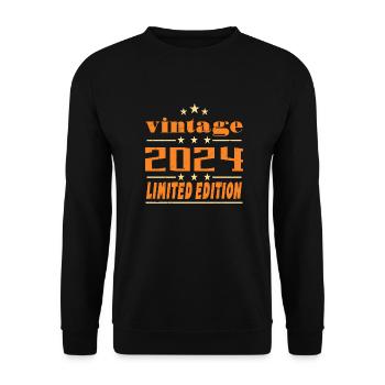 2024 Vintage Retro Birthday Bday Cadeau 2024 - Sweat-shirt Unisexe - noir - Devant - Alina (178cm) & Michal (187cm)