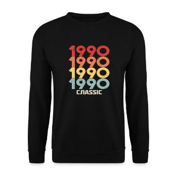 1990 Anniversaire dans le style vintage classique 1990 - Sweat-shirt Unisexe - noir - Devant - Alina (178cm) & Michal (187cm)