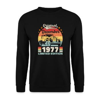 Décembre 1977 Cadeau d’anniversaire Décembre 1977 - Sweat-shirt Unisexe - noir - Devant - Alina (178cm) & Michal (187cm)