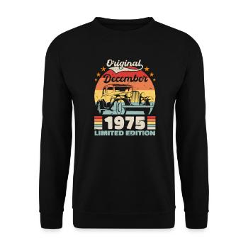 Décembre 1975 Cadeau d’anniversaire Décembre 1975 - Sweat-shirt Unisexe - noir - Devant - Alina (178cm) & Michal (187cm)