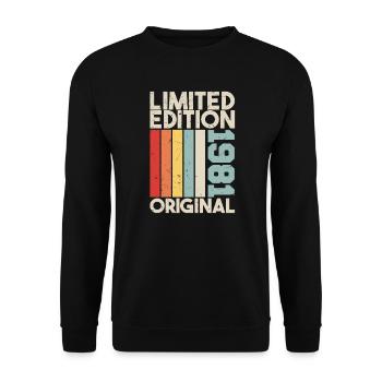 1981 - Limited Edition Birthday Gift 1981 Original - Unisex Pullover - Schwarz - Vorne - Alina (178cm) & Michal (187cm)