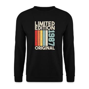 1987 - Limited Edition Birthday Gift 1987 Original - Unisex Pullover - Schwarz - Vorne - Alina (178cm) & Michal (187cm)