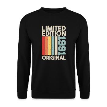 1991 - Limited Edition Birthday Gift 1991 Original - Unisex Pullover - Schwarz - Vorne - Alina (178cm) & Michal (187cm)