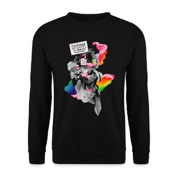 L’avenir est queer! | CSD Leipzig Design 2023 - Sweat-shirt Unisexe - noir - Devant - Alina (178cm) & Michal (187cm)