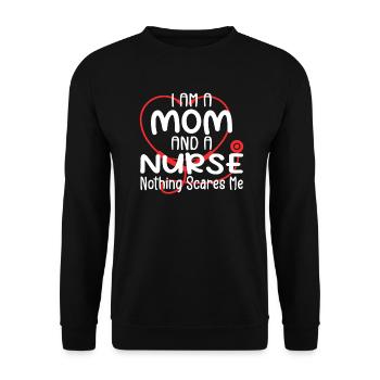 Funny I'm A Nurse And A Mom Nothing Scares Me - Unisex Sweatshirt - black - Front - Alina (178cm) & Michal (187cm)
