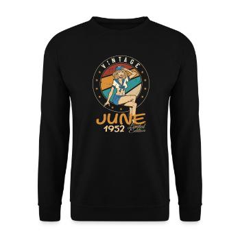 Vintage 1952 - Born In June 1952 - Unisex Sweatshirt - black - Front - Alina (178cm) & Michal (187cm)