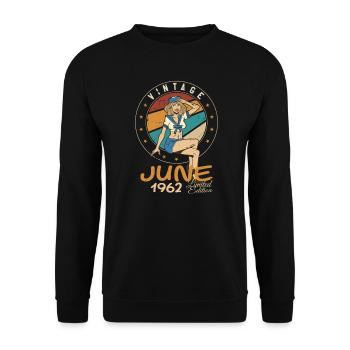 Vintage 1962 - Born In June 1962 - Unisex Sweatshirt - black - Front - Alina (178cm) & Michal (187cm)