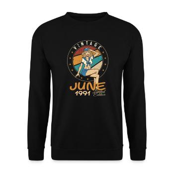 Vintage 1991 - Born In June 1991 - Unisex Sweatshirt - black - Front - Alina (178cm) & Michal (187cm)