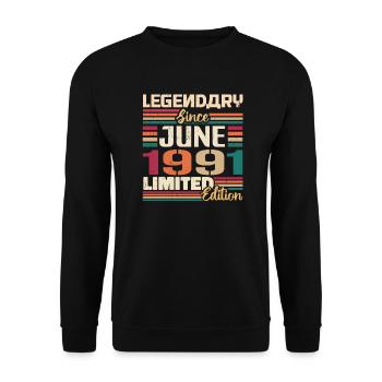 Légendaire Juin 1991 Edition Limitée Juin 1991 - Sweat-shirt Unisexe - noir - Devant - Alina (178cm) & Michal (187cm)