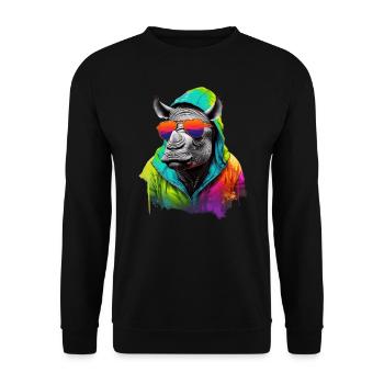 Hippo Nilpferd mit Sonnenbrille Flusspferd Afrika - Unisex Pullover - Schwarz - Vorne - Alina (178cm) & Michal (187cm)