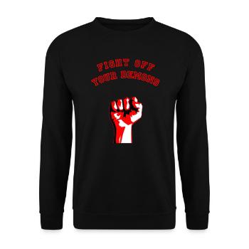 FIGHT OFF YOUR DEMONS - Fighting Fist - Unisex Sweatshirt - black - Front - Alina (178cm) & Michal (187cm)