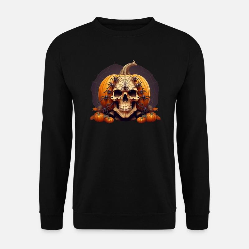 Totenkopf Kürbis Spinne Halloween - Unisex Pullover - Schwarz