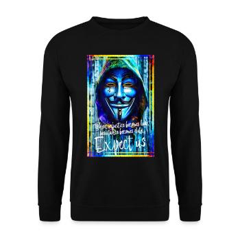 Pirates anonymes. Attendez-vous. - Sweat-shirt Unisexe - noir - Devant - Alina (178cm) & Michal (187cm)