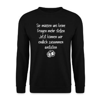 Lehrer Abschied endlich anstoßen - Unisex Pullover - Schwarz - Vorne - Alina (178cm) & Michal (187cm)