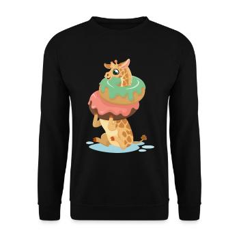 Süße Giraffe Donut Essen Zoo Safari Tier Geschenk - Unisex Pullover - Schwarz - Vorne - Alina (178cm) & Michal (187cm)