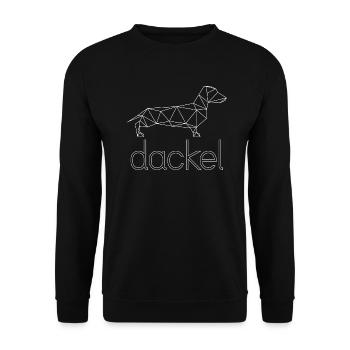 Geometric Wiener - Geometrischer Dackel weiß - Unisex Pullover - Schwarz - Vorne - Alina (178cm) & Michal (187cm)