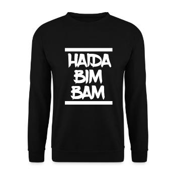 Haida Bim Bam Schwabe Spätzle Schwäbisch Schwaben - Unisex Pullover - Schwarz - Vorne - Alina (178cm) & Michal (187cm)