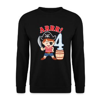 4th birthday little pirate 4 years old pirates - Unisex Sweatshirt - black - Front - Alina (178cm) & Michal (187cm)